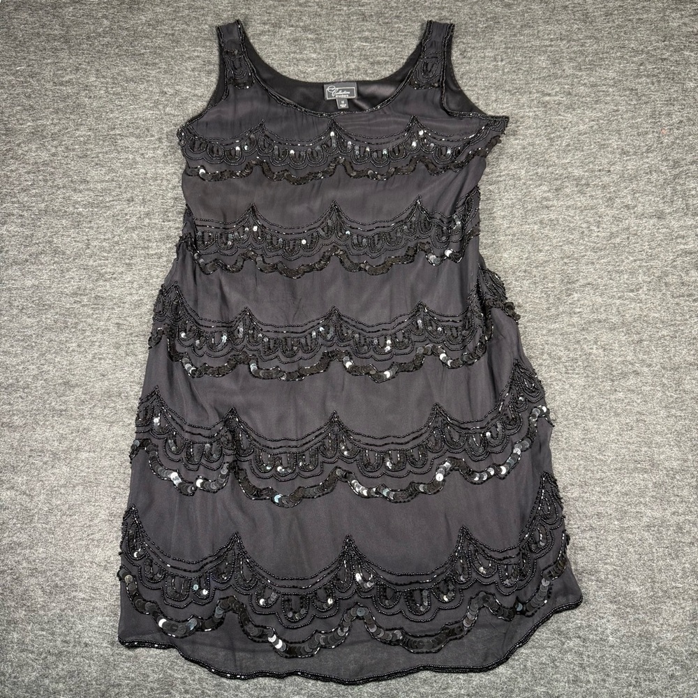 dressbarn‎ Black Sequin Layered Mini Dress